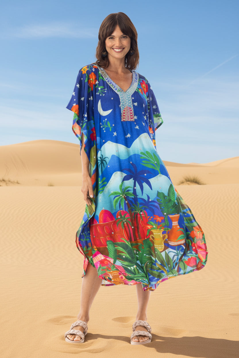 arabian nights printed kaftan dress