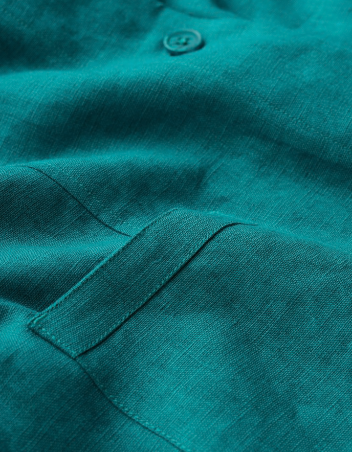 teal linen boxy jacket