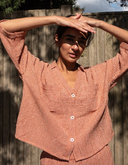 Bibico Ava Blouse in Rusty Check