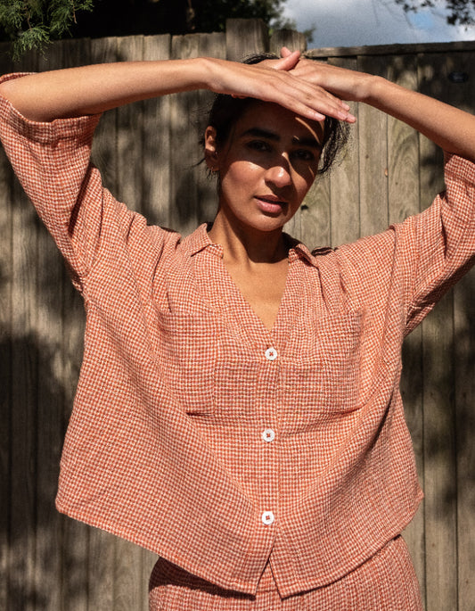 Bibico Ava Blouse in Rusty Check