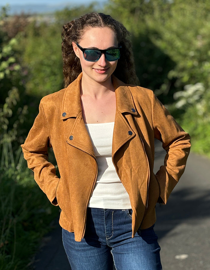 faux suede aviator jacket