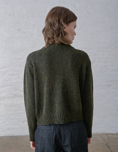 Bibico Avelia Donegal Tweed Cardigan in Forest