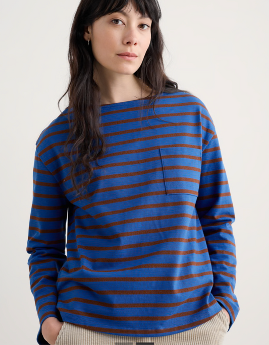 Seasalt Beach Boat Top Jersey Top in Breton Ink Cocoa
