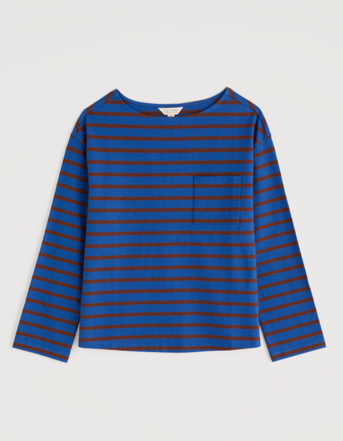 Seasalt Beach Boat Top Jersey Top in Breton Ink Cocoa