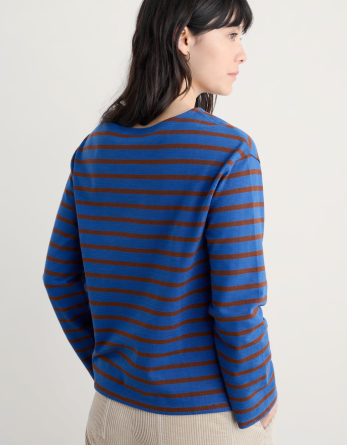 Seasalt Beach Boat Top Jersey Top in Breton Ink Cocoa