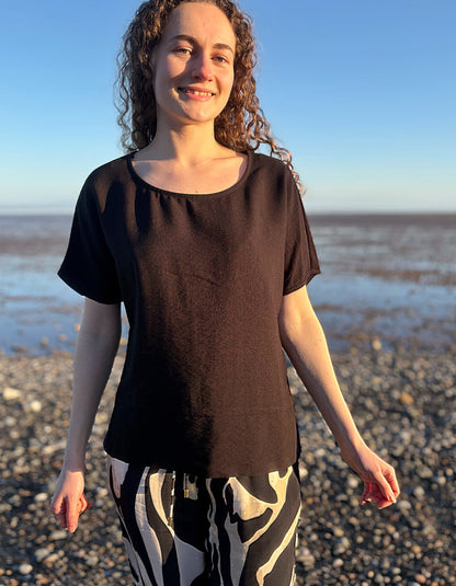 black loose fit boxy top