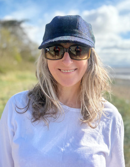 Heather Rhona Harris Tweed Cadet Cap in Black Watch