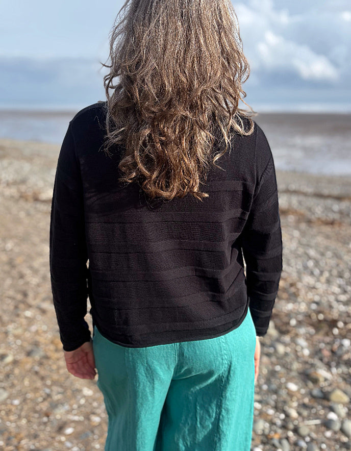 Yellow Label Boxy Cardigan in Black