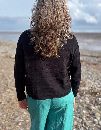 Yellow Label Boxy Cardigan in Black