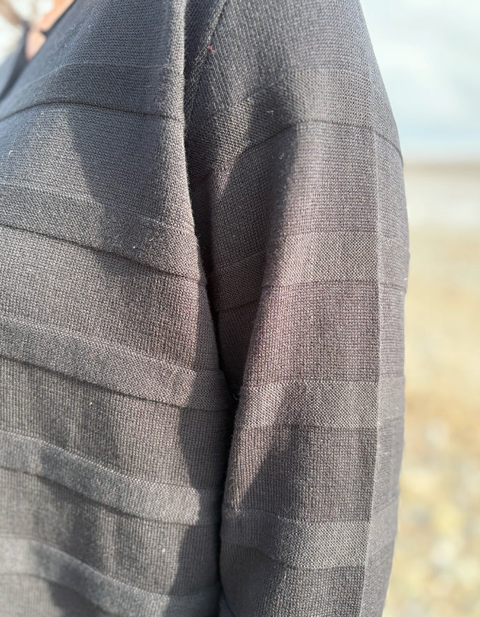 Yellow Label Boxy Cardigan in Black