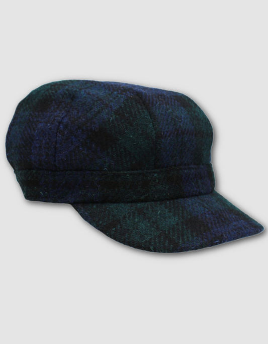 Heather Rhona Harris Tweed Cadet Cap in Black Watch