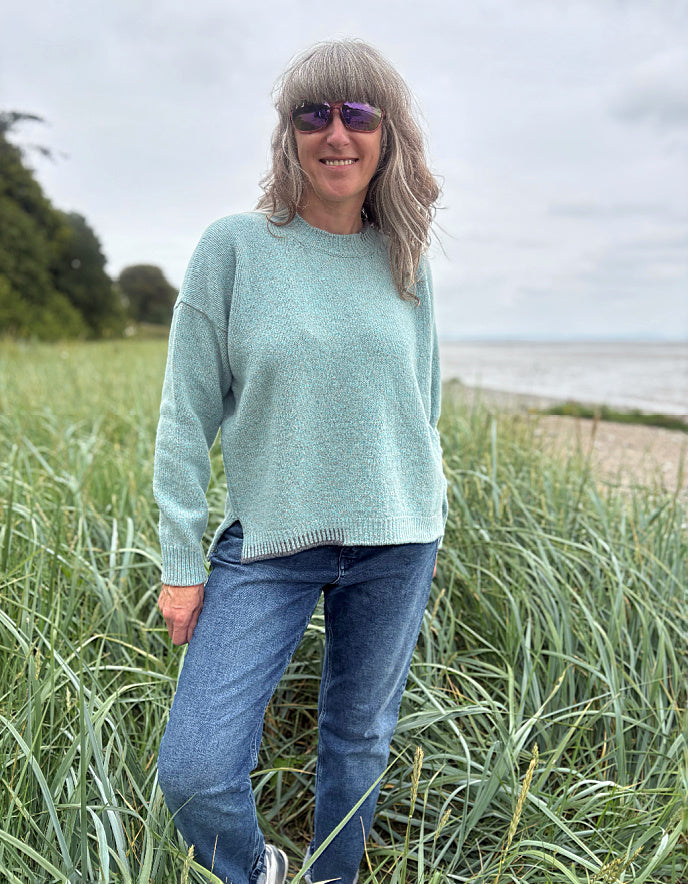 Fisherman out of Ireland Crew Neck Sweater with Blanket Stitch Detail