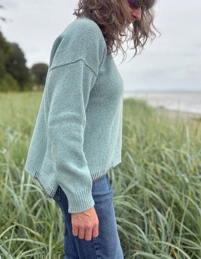 Fisherman out of Ireland Crew Neck Sweater with Blanket Stitch Detail