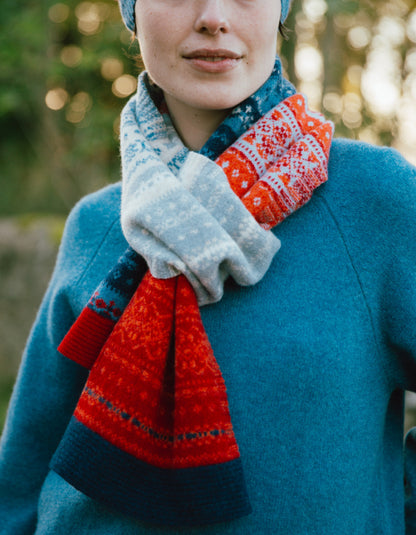 Eribe Alloa Fair Isle Scarf in Blue Bella