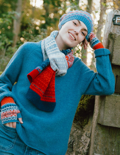 Eribe Alloa Fair Isle Scarf in Blue Bella