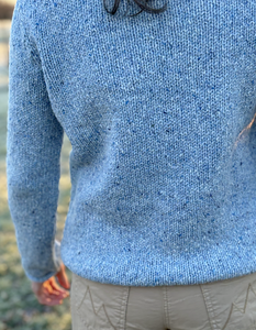 Fisherman out of Ireland Donegal Tweed Roll Neck Sweater in Blue Mist