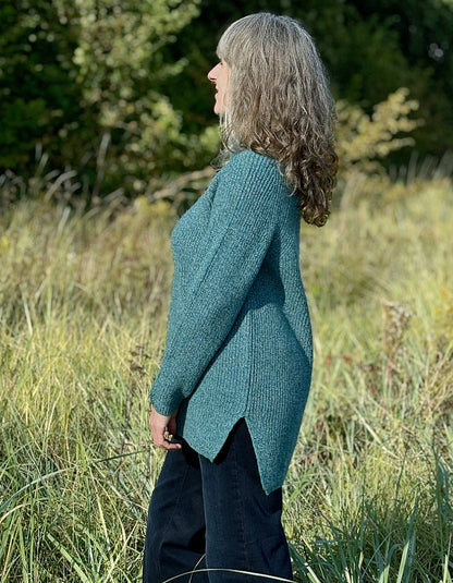 Dunque Ribbed Tunic Sweater in Aqua