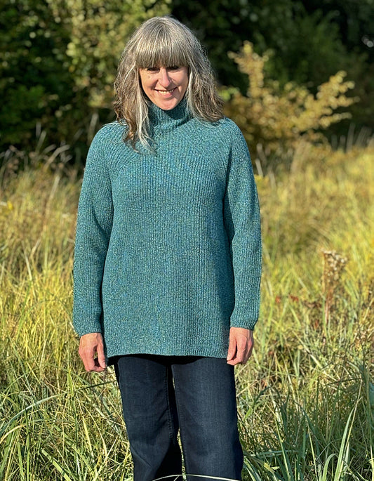 Dunque Ribbed Tunic Sweater in Aqua