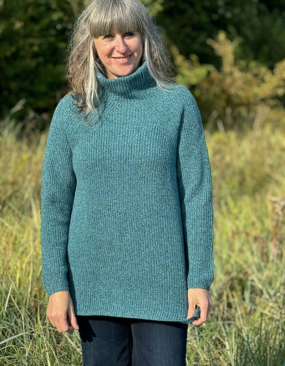 Dunque Ribbed Tunic Sweater in Aqua