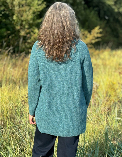 Dunque Ribbed Tunic Sweater in Aqua