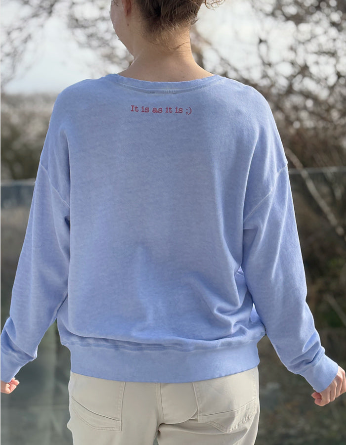 faded blue loopback cotton sweatshirt