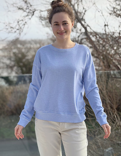 faded blue loopback cotton sweatshirt