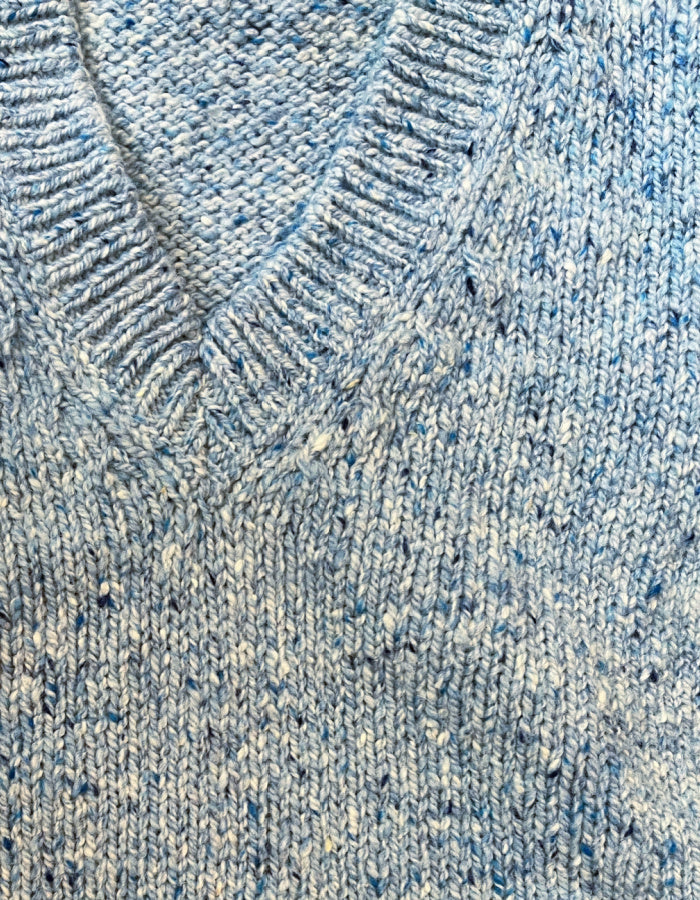 Fisherman out of Ireland V-Neck Tank in Blue Mist