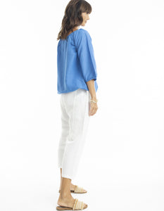 Milano V-Neck Swing Tee in Dusty Blue