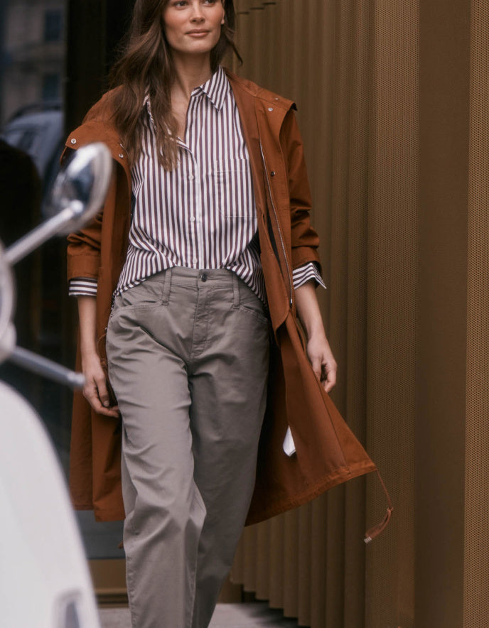 MAC Bora Cotton Twill Barrel Leg Trousers