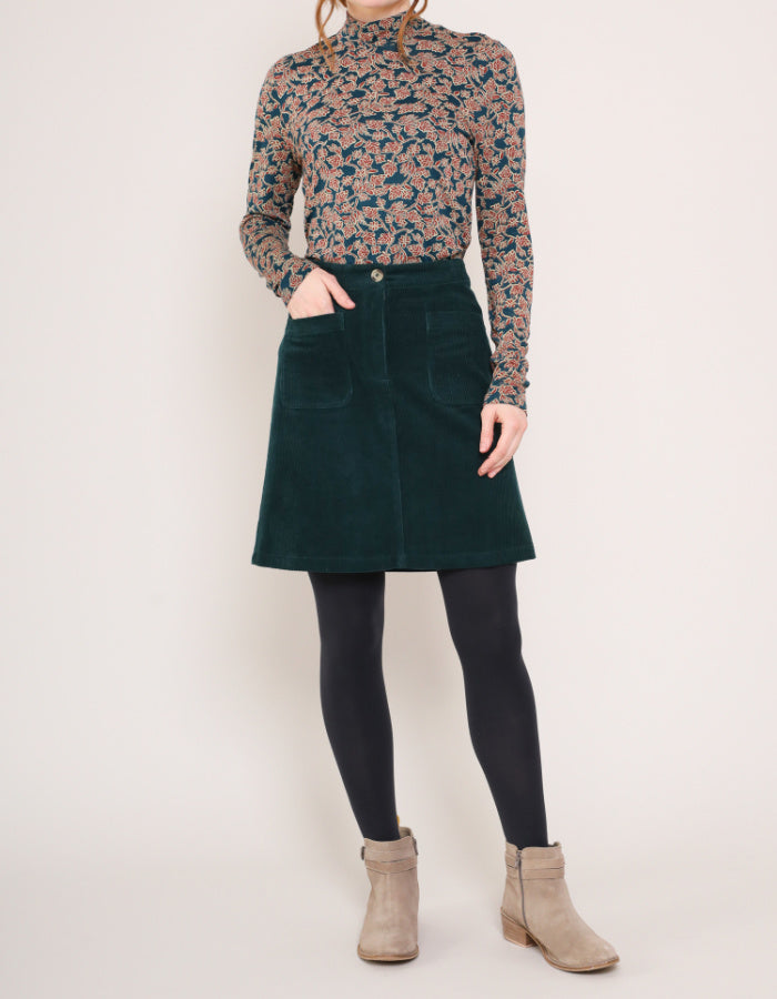 Nomads Bottle Green Corduroy Skirt