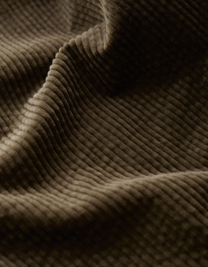 Close-up of brown corduroy fabric texture