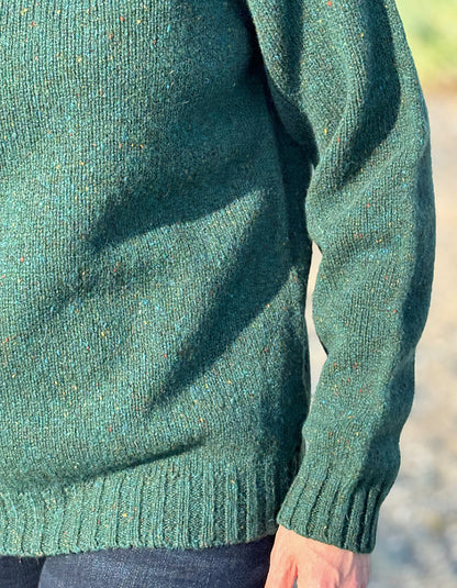 green donegal tweed turtle neck sweater merino