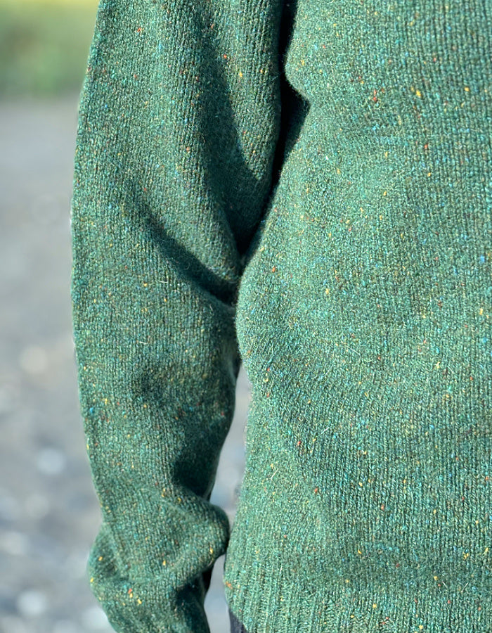 green donegal tweed turtle neck sweater merino