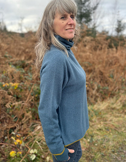 Ochre Capri Mock Neck Sweater in Denim