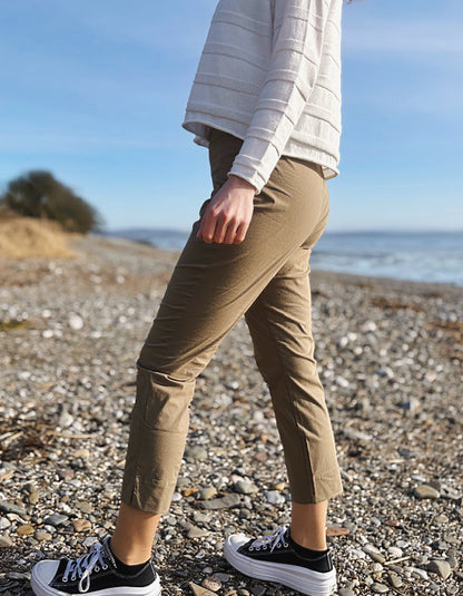 mink taupe coloured cotton capri trouser