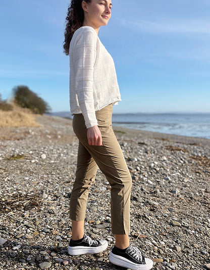 mink taupe coloured cotton capri trouser