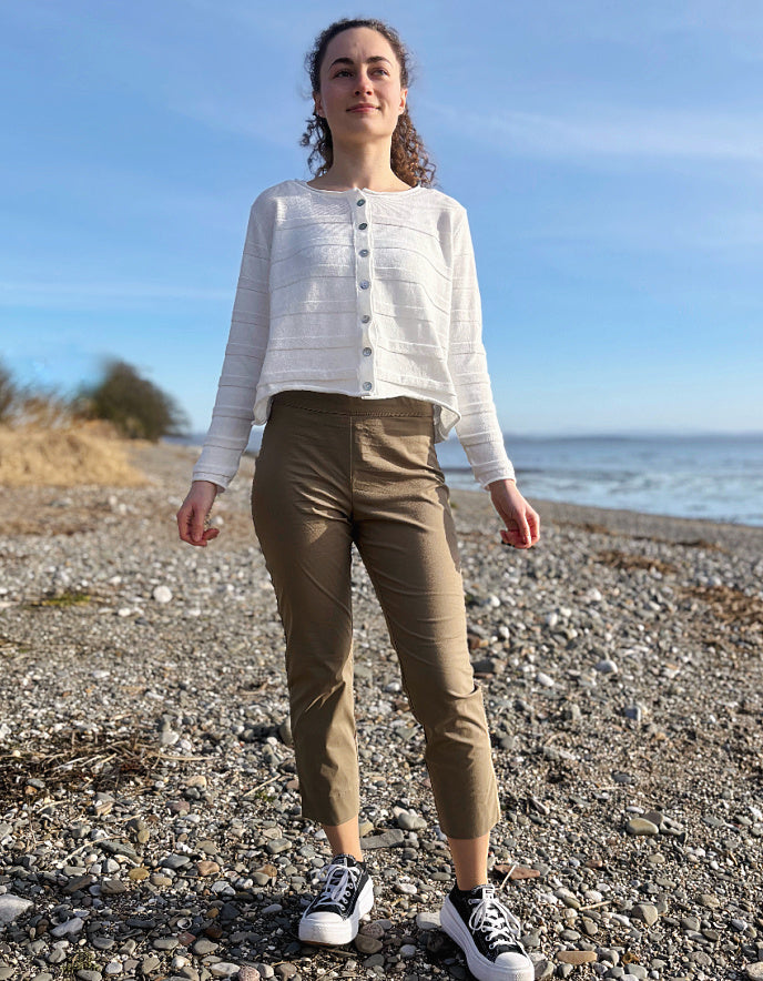 mink taupe coloured cotton capri trouser