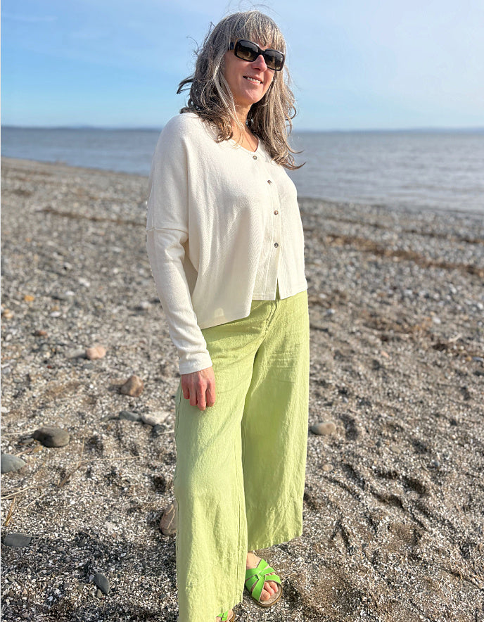 Neirami Luxury Fleece Boxy Cardigan in Natural