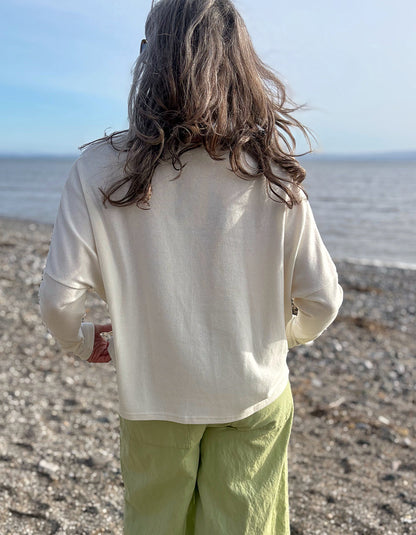 Neirami Luxury Fleece Boxy Cardigan in Natural