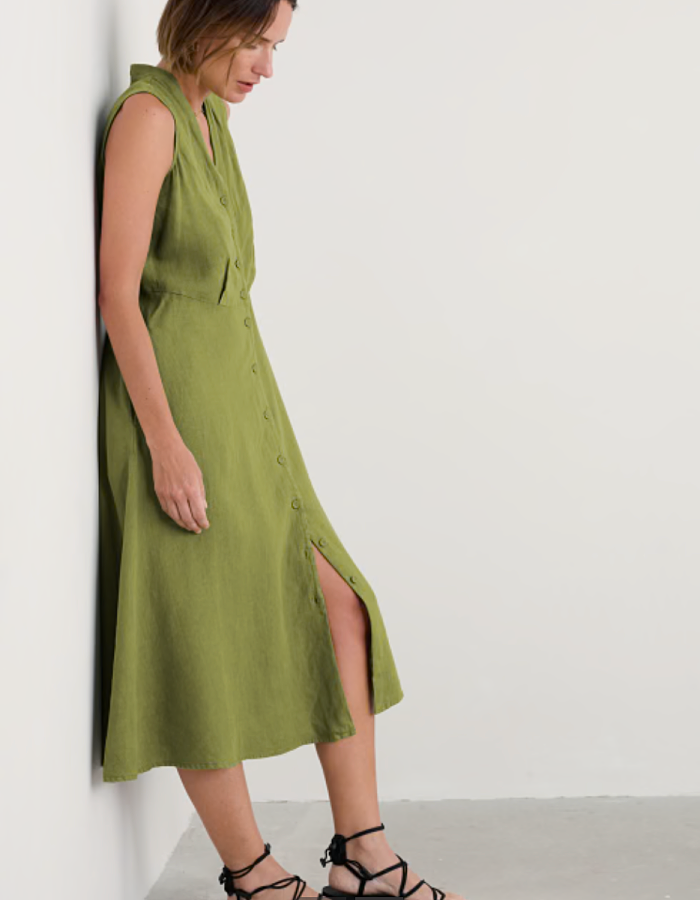 Seasalt Carved Wood Dress in Dark Citron