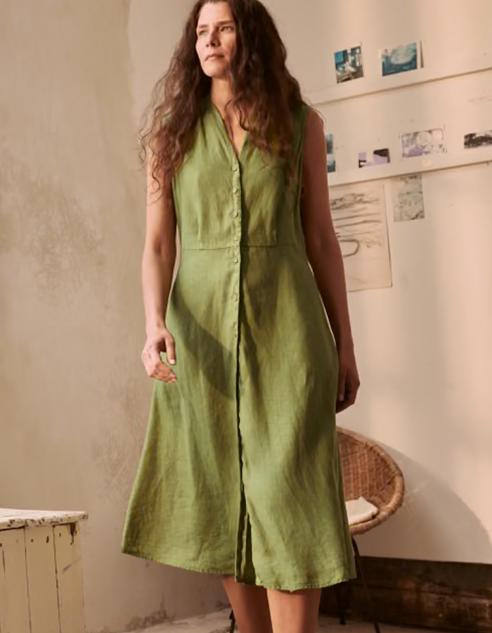Seasalt Carved Wood Dress in Dark Citron