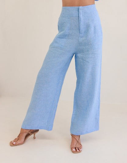 See Saw Linen Trousers in Chambray