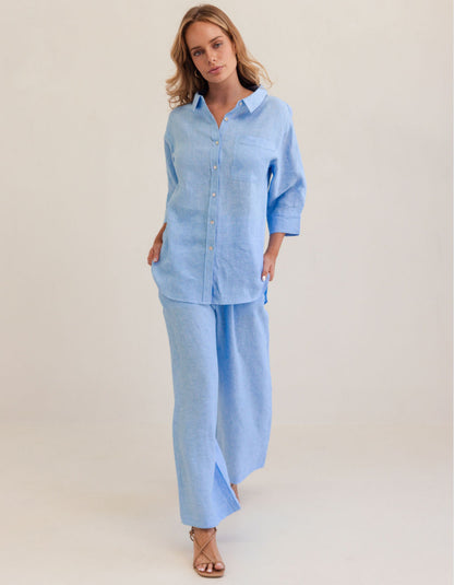 See Saw Linen Shirt in Chambray