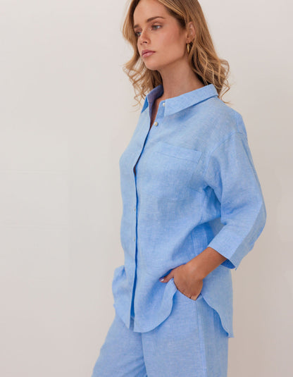 See Saw Linen Shirt in Chambray