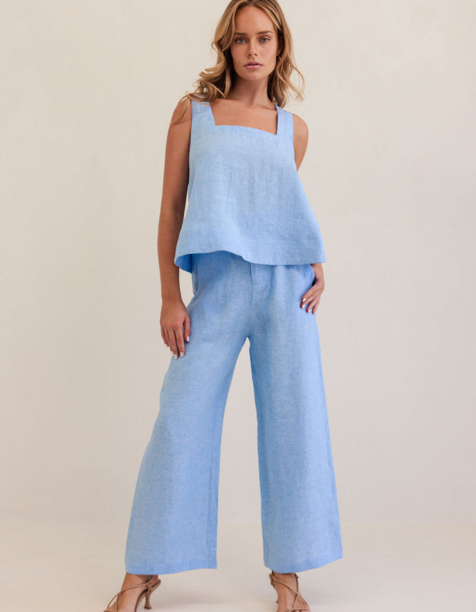See Saw Linen Swing Tank in Chambray