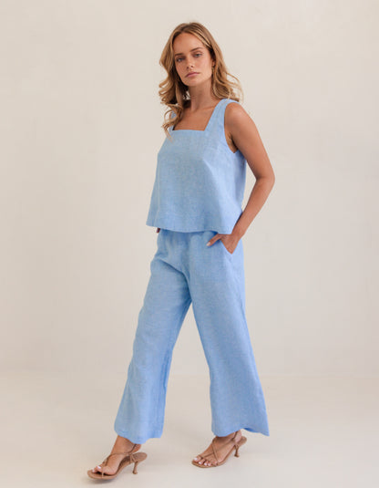 See Saw Linen Swing Tank in Chambray