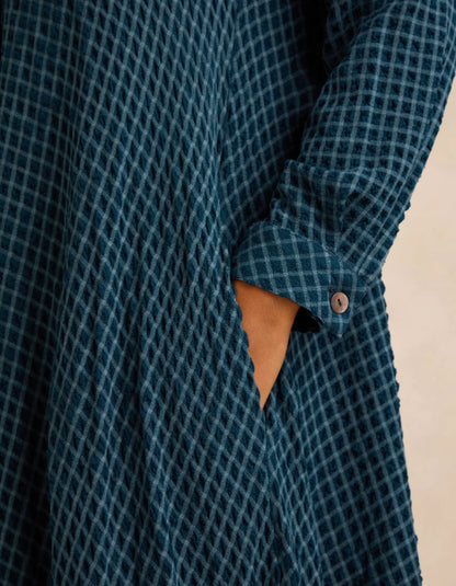 Sahara Seersucker Squares Shirt Dress