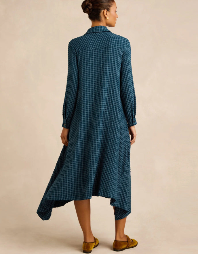 Sahara Seersucker Squares Shirt Dress