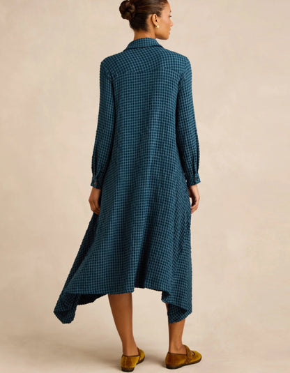 Sahara Seersucker Squares Shirt Dress
