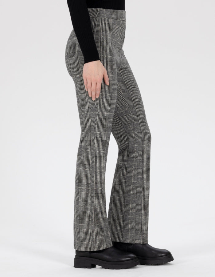 wide leg pull on stretch jersey trouser with elasticated was it in grey and white Prince of Wales check